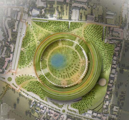 Архитектурное бюро MarioCucinellaArchitects представило проект госпиталя, который словно «вылезает» из под-земли